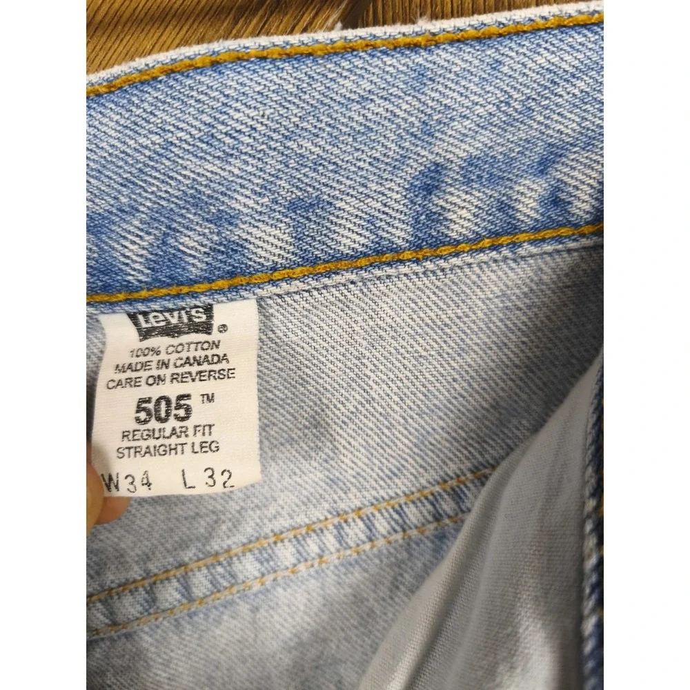 Levis 505 Jeans Mens 34x32 Light Wash Straight Leg Made In Canada Vintage